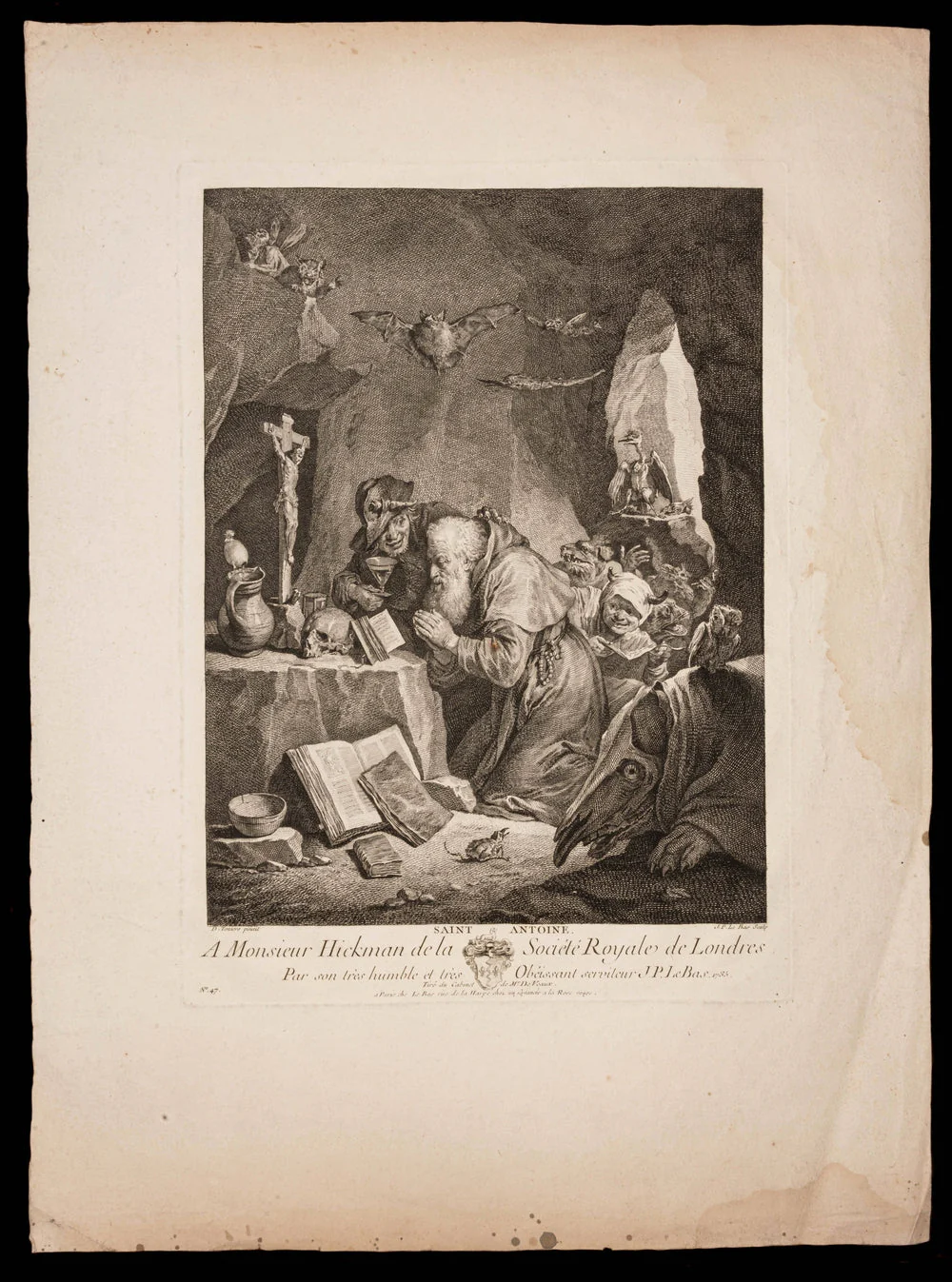 GRAVURE XVIIIe LA TENTATION DE SAINT ANTOINE