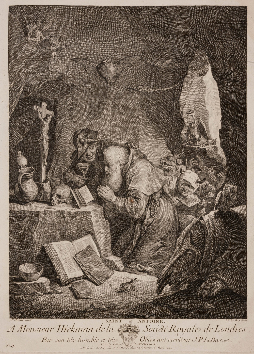 GRAVURE XVIIIe LA TENTATION DE SAINT ANTOINE - Image 2