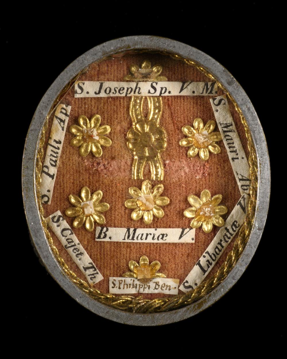 RELIQUAIRE, VIERGE MARIE ET 6 SAINTS