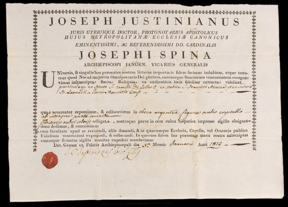 RELIQUAIRE SAINT FRANCOIS D'ASSISE ET 2 SAINTS avec DOCUMENT - Image 4