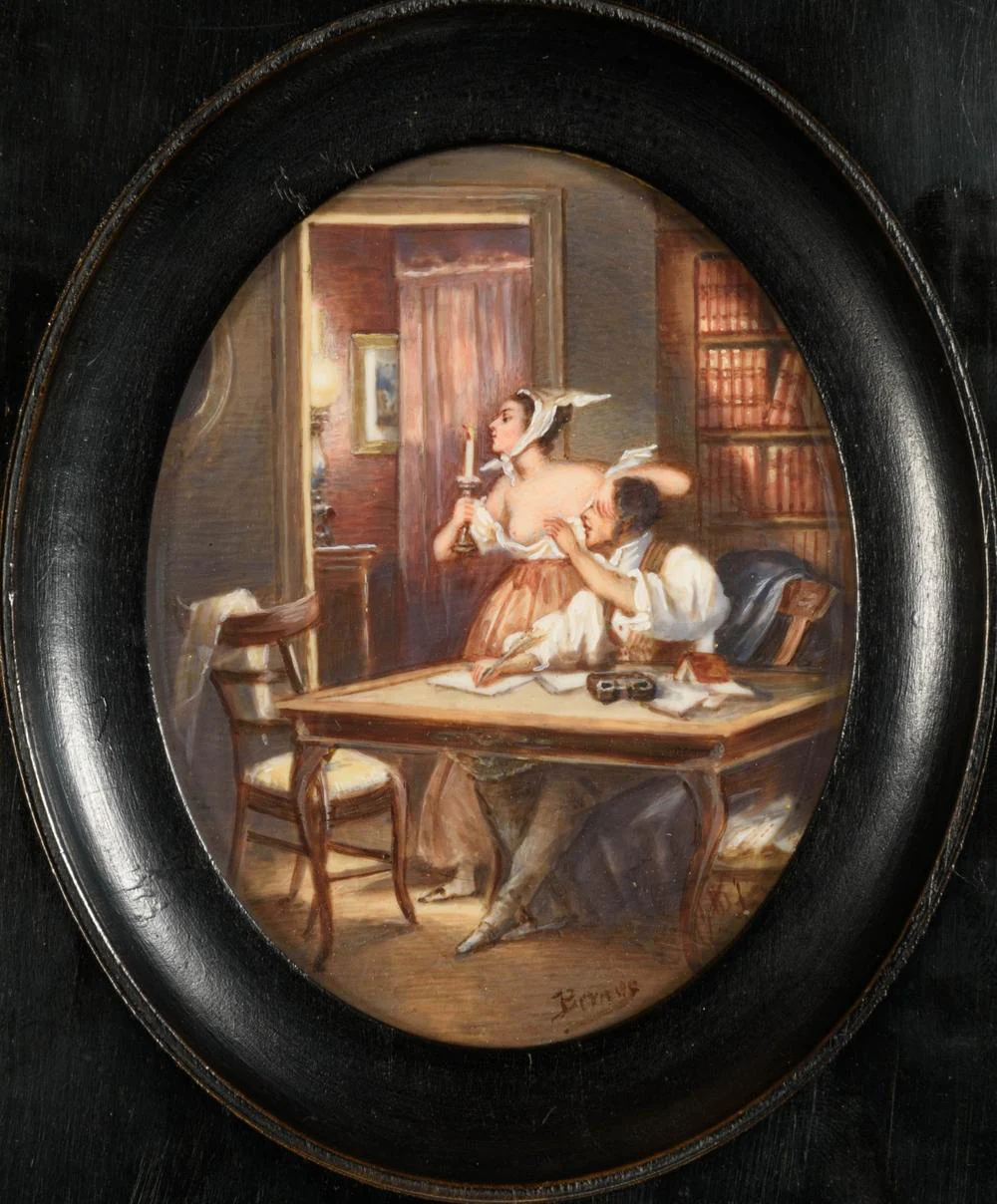 SCÈNE GALANTE À LA BIBLIOTHÈQUE Tableau EROTICA - Image 2